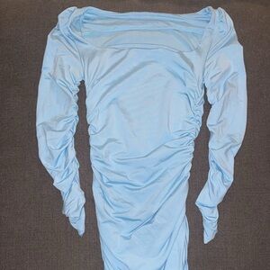 Windsor Light Blue Ruched Mini Dress